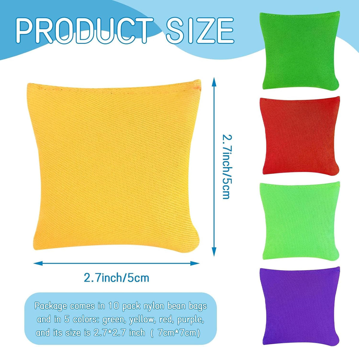 Small Colorful Nylon Bean Bags for Hand Toss Games - 2.7in-10 Pcs - image 2