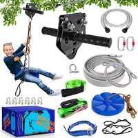 X XBEN backyard zip line kit with stainless steel trolley, swing seat and spring brake - view 2