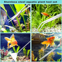 Aquarium Aquascape Tools Kit, Long 15 Inch Stainless Steel Aquatic Plants Tools, 4 in 1 Anti-Rust Aquascaping Tweezers Scissors Spatula Scrapers Tool Set for Fish Tank Cleaning Plant Trimming Shears