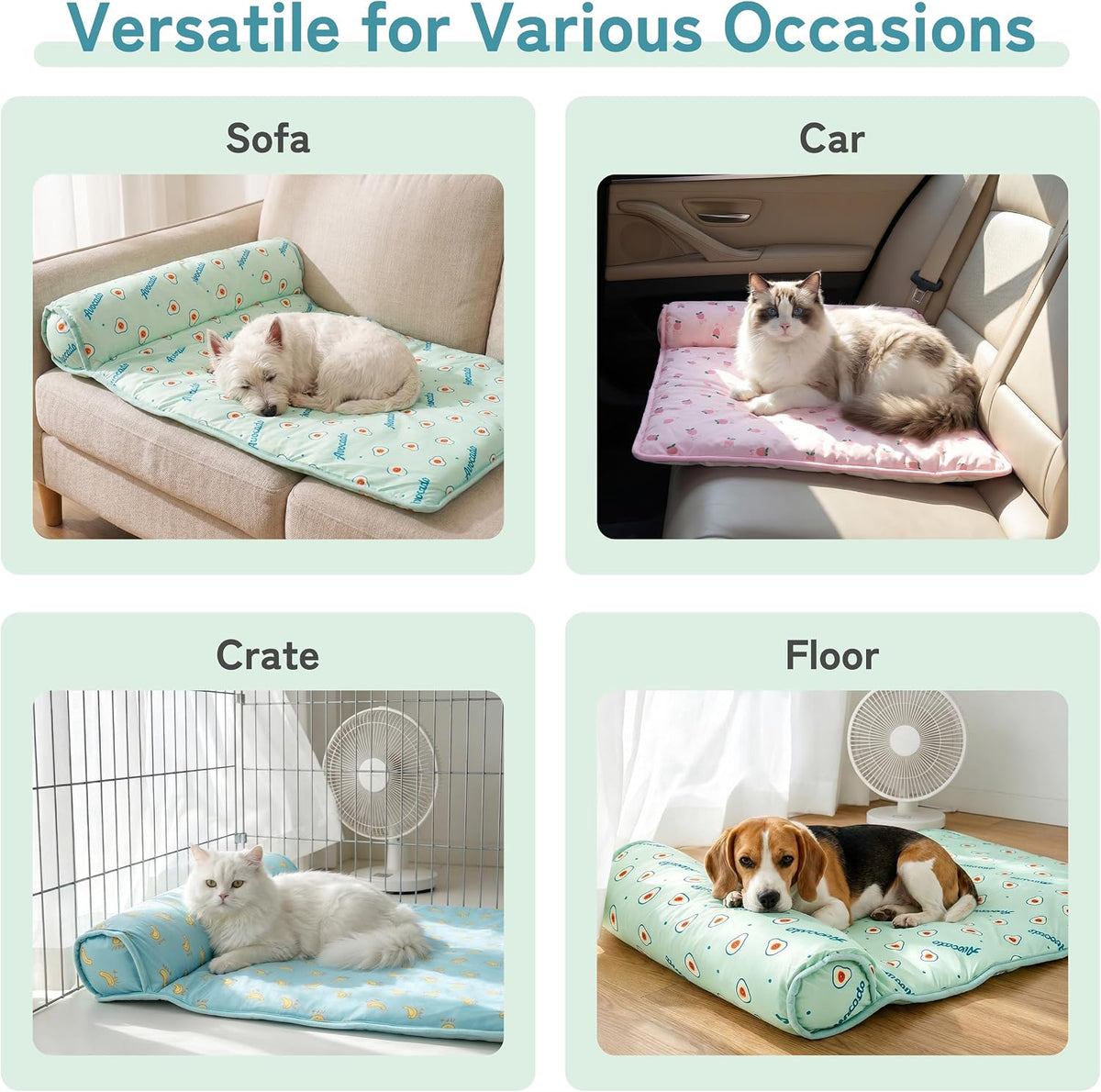 PUMYPOREITY Cooling Dog Bed, Pet Cooling Mat with Pillow - Large / Pink - image 3