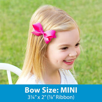 Wee Ones medium smoke blue girls grosgrain hair bow with scalloped edges and no slip clip - view 12