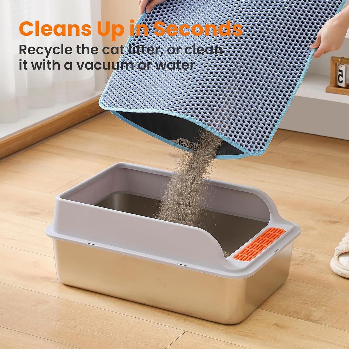 Cat Litter Mat, Double Layer Honeycomb Litter Box Mat – Daily Care for Cats - 30x22 Inches / Blue - image 3