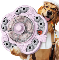 3-Level Dog Puzzle Toy, Spin to Release Treat Dispenser & Slow Feeder – Essentials for Dogs - Pink