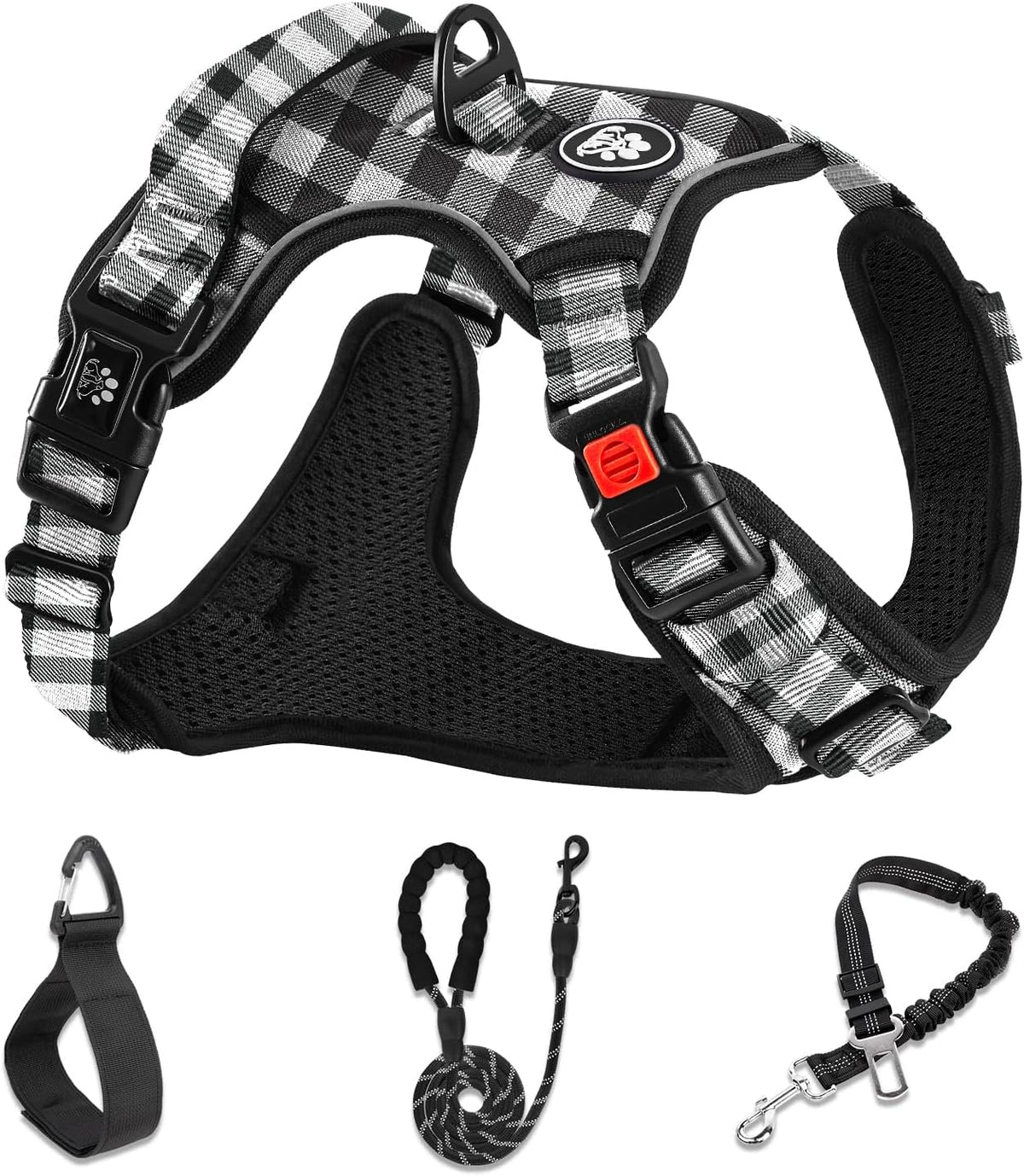 NESTROAD Dog Harness for Medium Sized Dog - Checkered Black / Large