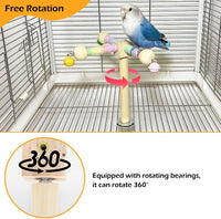 Bird Perch Toy, Kiln-Dried Wood Interactive 360° Spinning Cage Toy – Essentials for Birds - Small (with bells) - image 3
