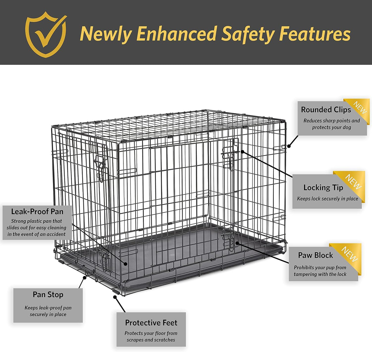 New World by Midwest 42-Inch Single Door Crate, for Large Breeds - Double Door - Black / Medium (36"L) - image 4
