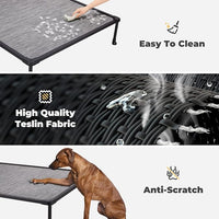 Veehoo Chewproof Elevated Dog Bed - Cooling Raised Pet Cot, Breathable Mesh, Washable & Non-Slip for Medium Dogs, Indoor/Outdoor, Black Silver Mat and Black Frame, 32x25inches (Model CWC2203A03)
