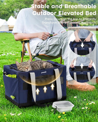 Pecute Cat Carrier, Top Expandable Dog Crate for Travel - Blue - image 3