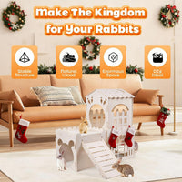 Large Rabbit House, Wooden Bunny Castle with 3 Houses Indoor - 3 Houses - image 4