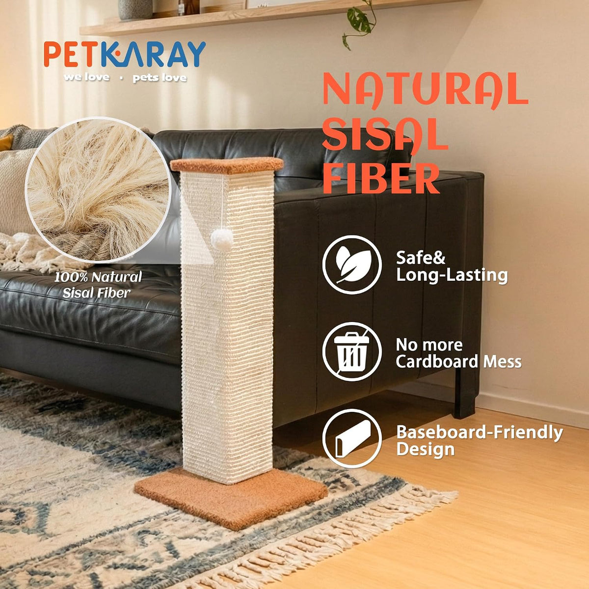 PETKARAY Couch Corner Cat Scratcher - Beige / Corner - image 3