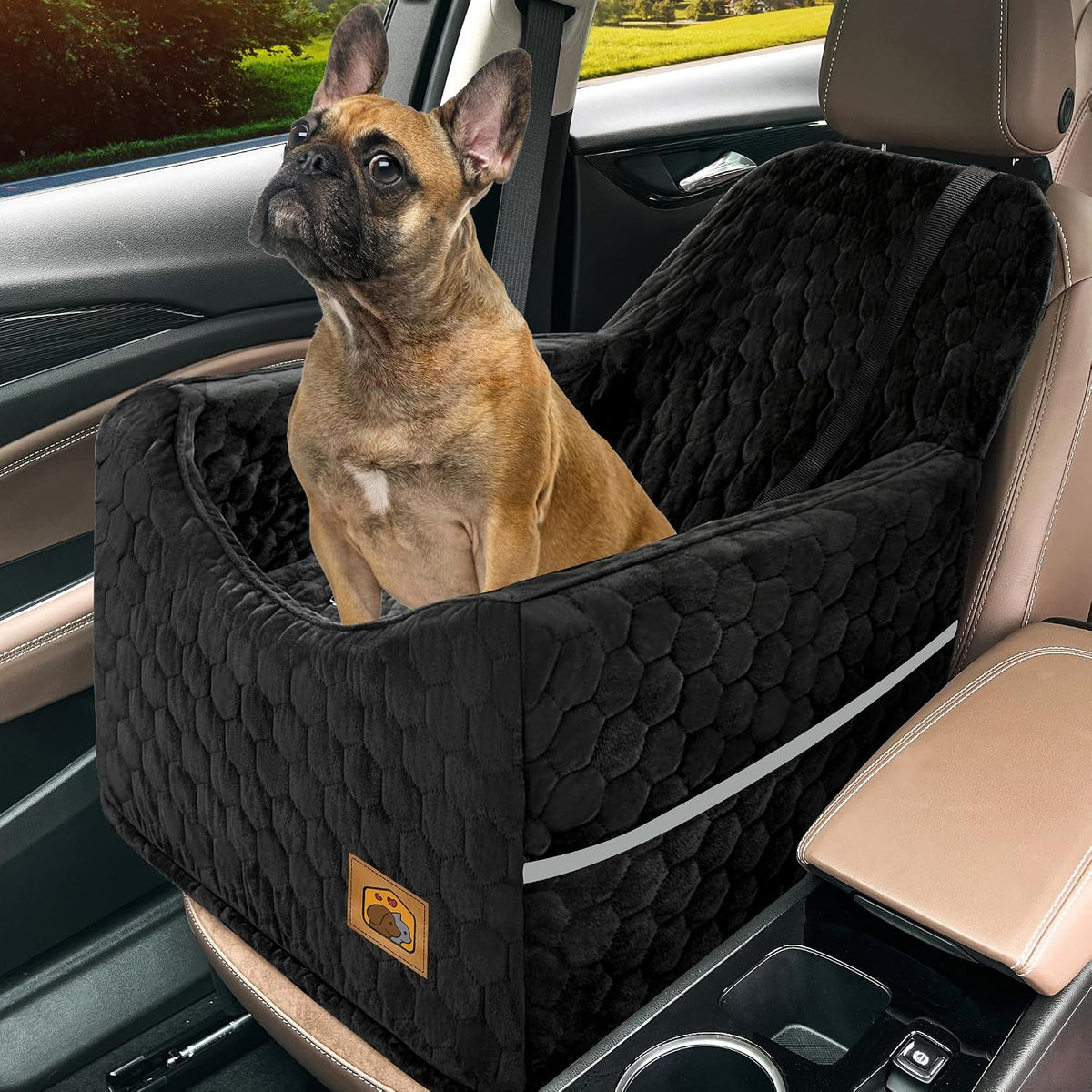 Dog Car Seat for Small/Medium Dogs, Memory Foam Dog Booster Seat - Black / Medium