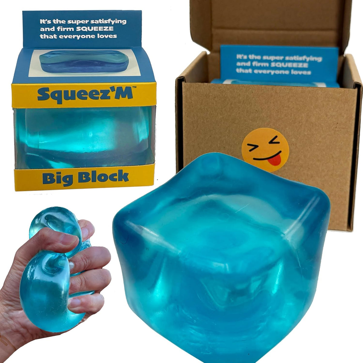 Original BigBlok Premium Stress Cube, Squishy Fidget Toy - Blue