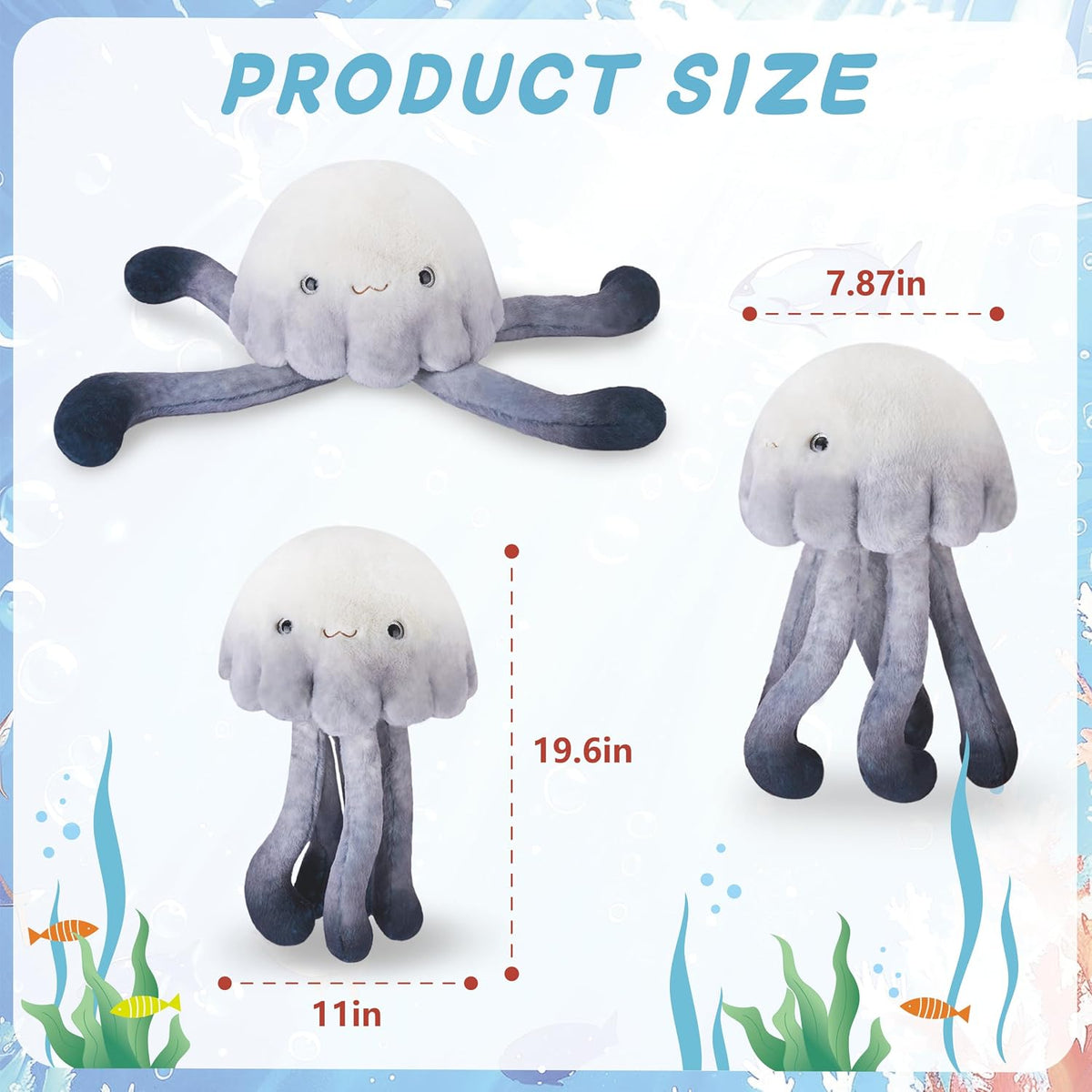 Niuniu Daddy Weighted Stuffed Animals - 3.3 Pounds / Jellyfish-ombre Grey / Ocean - image 4