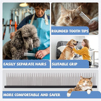 8.5 Inch Upgrade Black Professional Cat Comb,Dual-Tooth Pet Grooming Comb Anti-Static Smooth Rounded Corners Prevent Friction Breakage and Irritation,Removing Tangles,Knots,Undercoat and Excess Hair