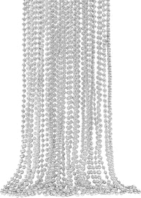 EOBOH 12PCS Mardi Gras Beads, Gold Beaded Necklace Stuff Set - Silver / 12