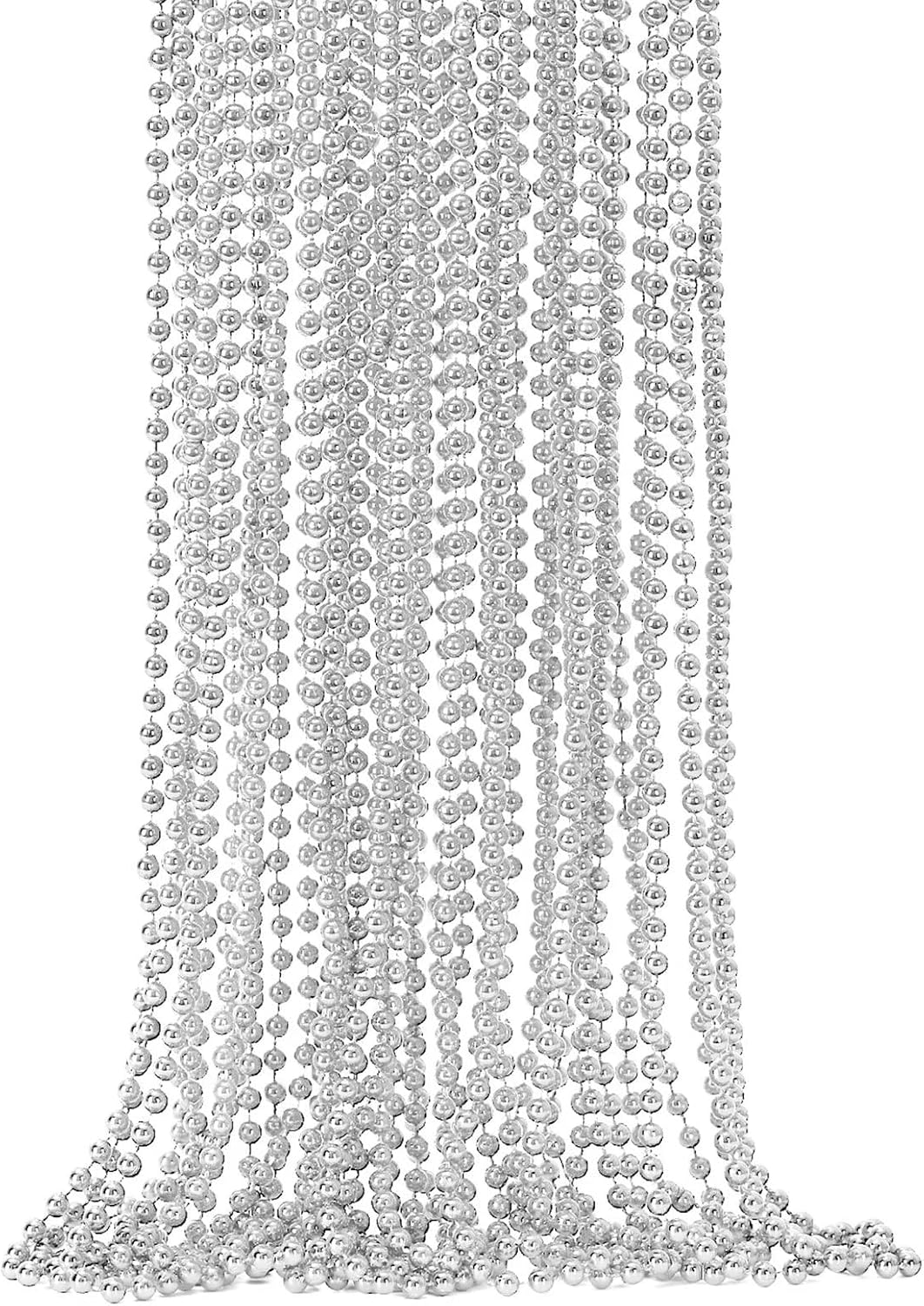 EOBOH 12PCS Mardi Gras Beads, Gold Beaded Necklace Stuff Set - Silver / 12