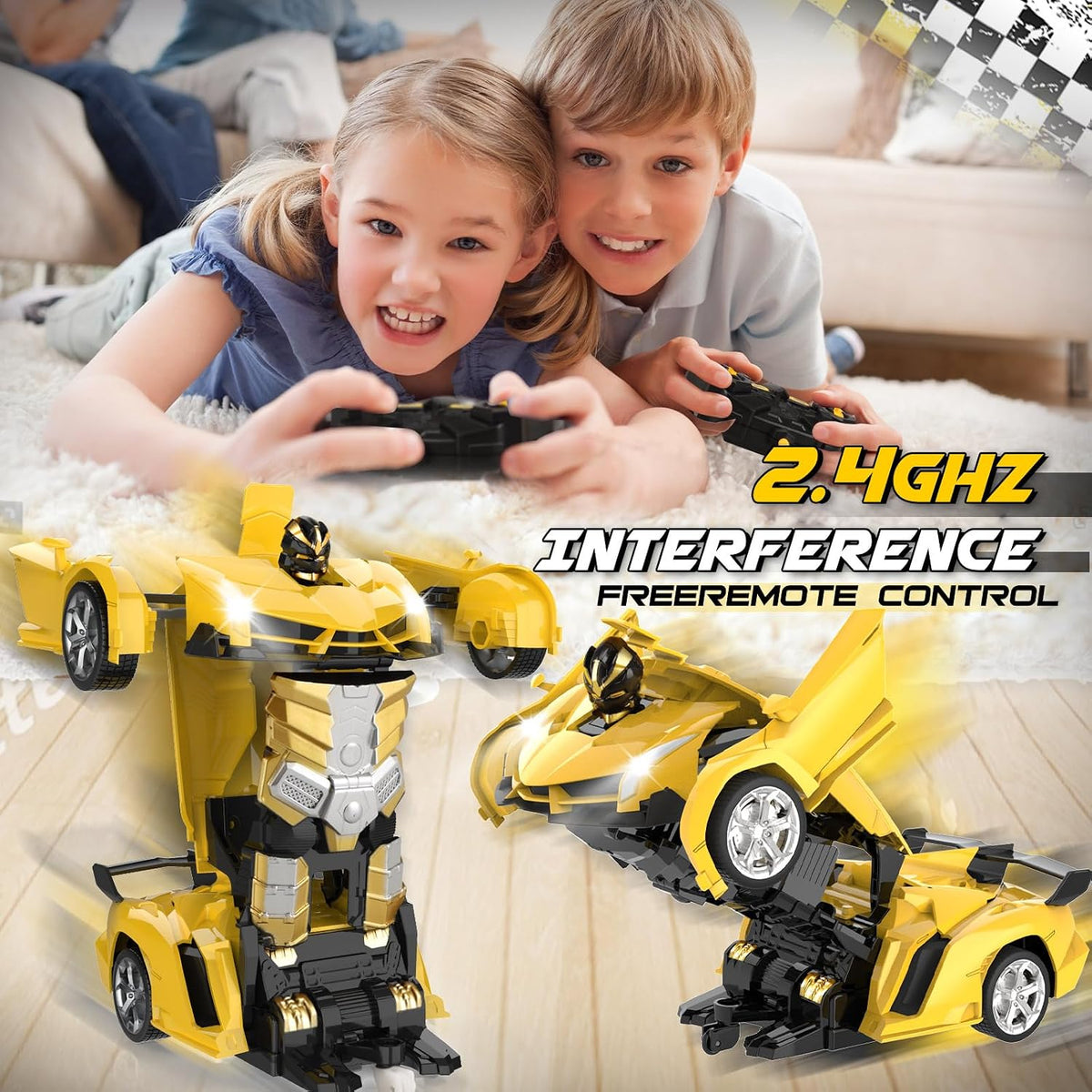 Transform Remote Control Car Toys for Boys 4-6 - Yellow - image 4