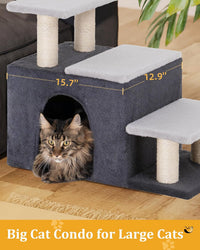 3-in-1 Pet Stairs for Cats, Dog Steps for Small Doggie Rabbits – Essentials for Cats - Large-Gray - image 3
