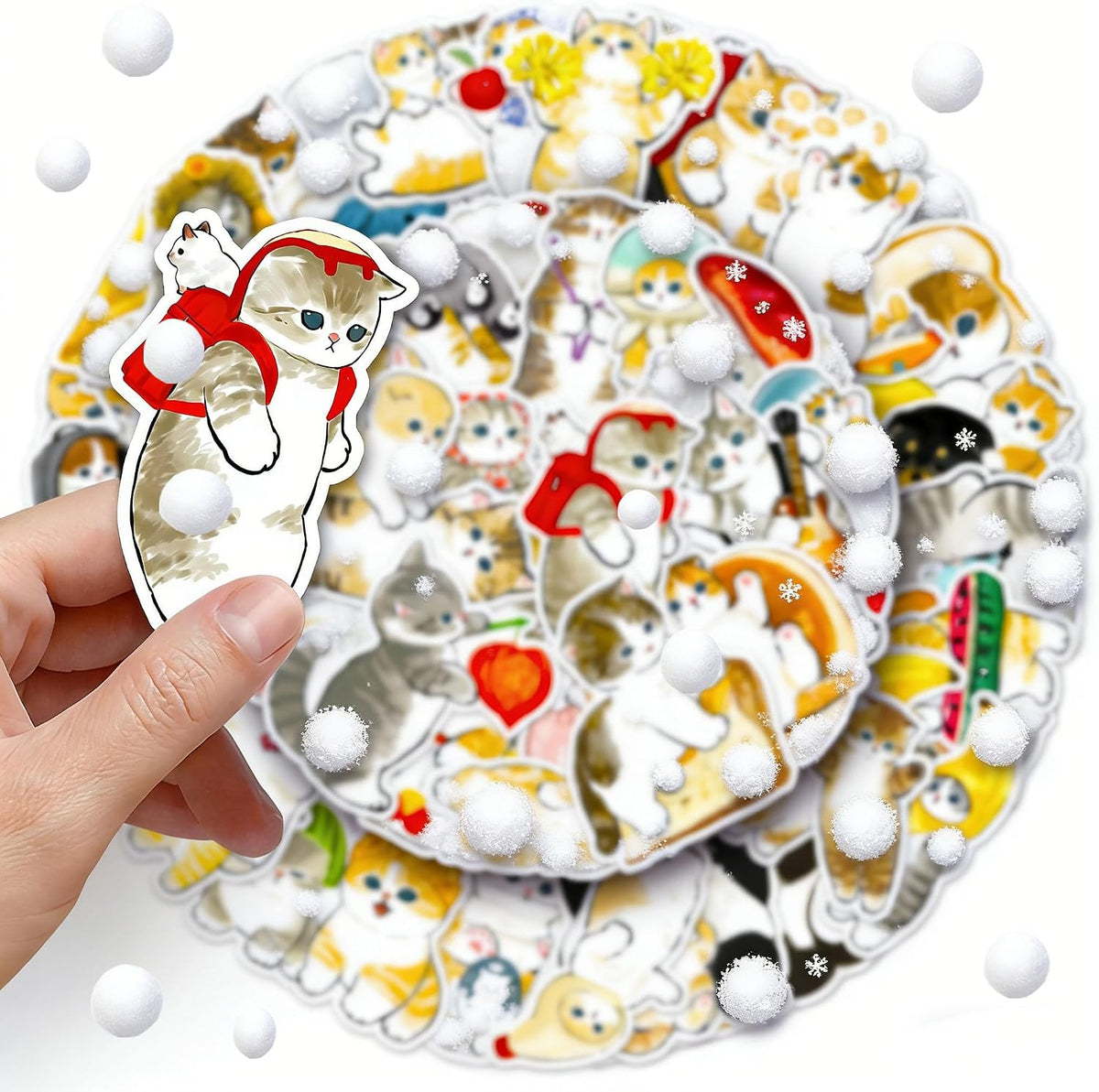 100PCS Vintage Christmas Stickers - Cat a - image 4