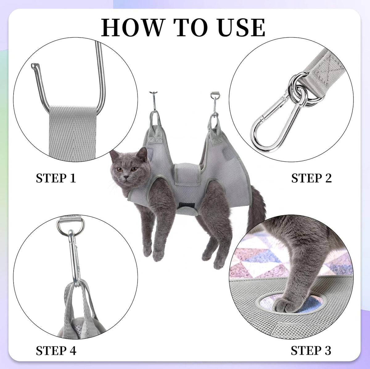 PatiencET Dog Grooming Hammock Kit – Essentials for Dogs - Gray / XS (12 LB Max) - image 4