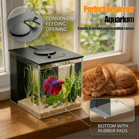 Betta Fish Tank 1 Gal, Acrylic Nano Aquarium Kit Black – Essentials for Fish - Black - image 3