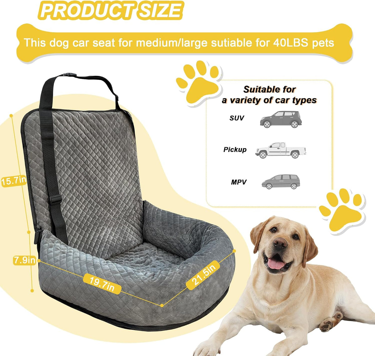 Dog Car Seat for Small Medium Dogs - Gray / Small - image 2