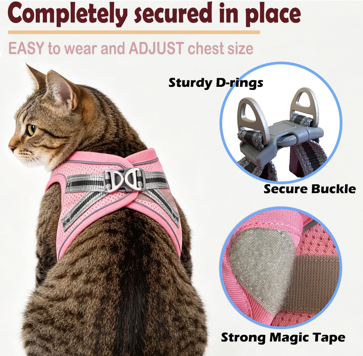 Cat Harness and Leash Set - pink-2 / Large(chest:16''-20'') - image 3