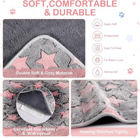 Reginary 4 Pcs Waterproof Guinea Pig Blankets Washable Small Animal Fleece Bedding Absorbent Guinea Pig Cage Liners Reusable Pet Pee Pad Sleep Mat for Hamster Ferret(Cute Star Pattern,35 x 24 Inch)