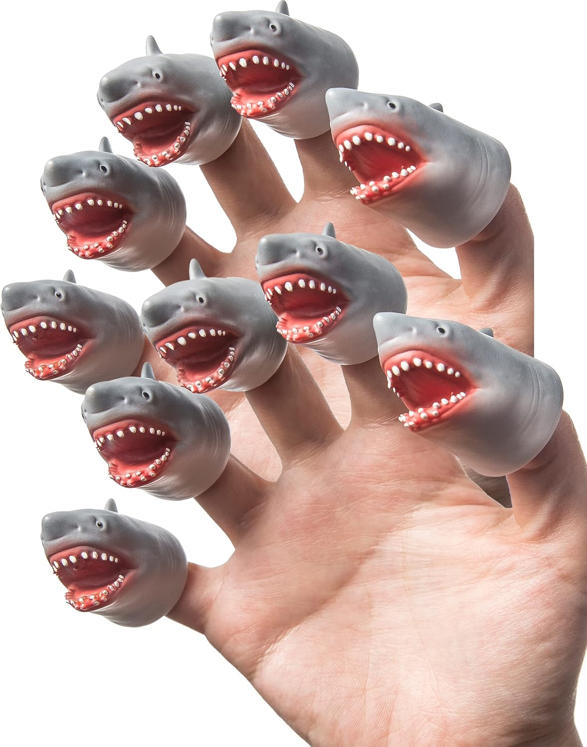 Shark Finger Puppet, Funny Animal Toy for Gifts - 10 PCS