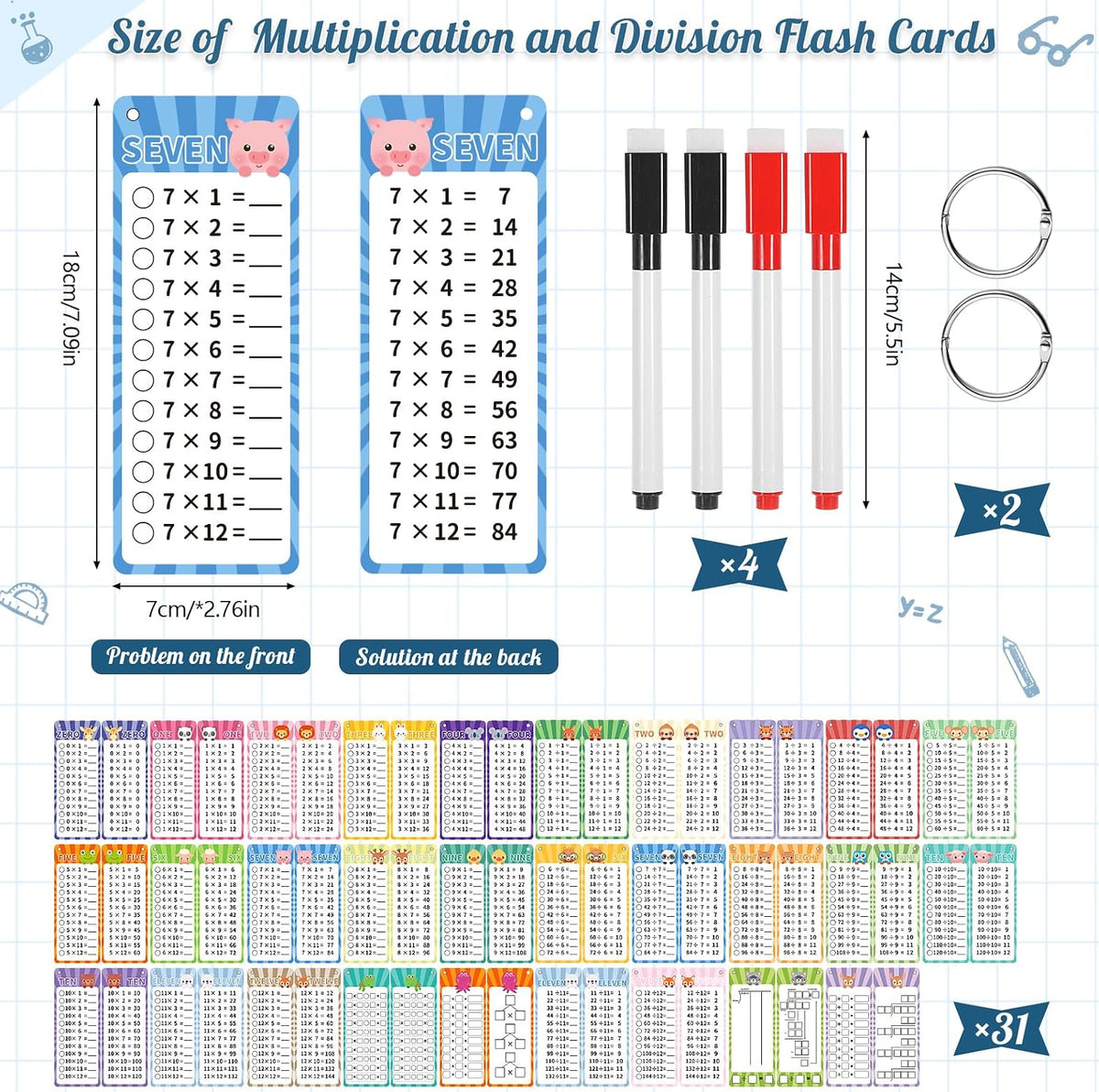 13 Pcs Multiplication Flashcards 0-12 - Multiplication and Division - image 2