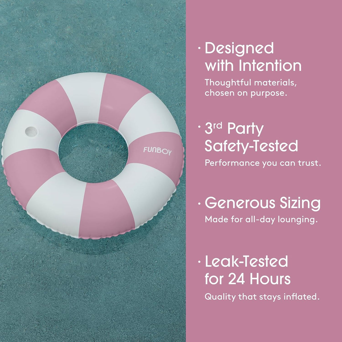 FUNBOY Giant 46" Vintage Pink Stripe Pool Tube Float with Cup Holder – Fun for Kids & Family - Purple - image 4