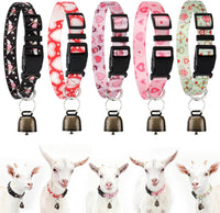 5 Pack Reflective Goat Collars with Bells, Anti-Lost Pet Collar - Heart Print-colored