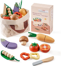 ROBOTIME wooden play food cutting fruit set with storage shopping bag - view 3