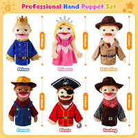 6 Pcs Family Hand Puppets 12 Inch Grandparents, Mom & Dad - Adventurers - image 3