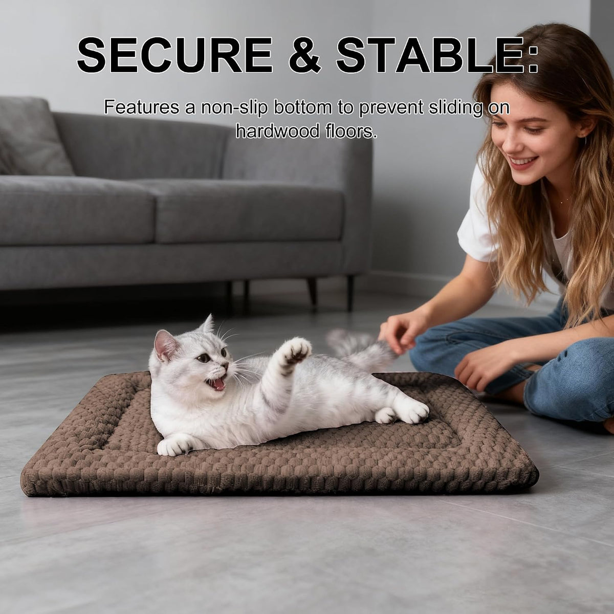 Dog Bed Mat, Reversible Crate Pad - 18"L*14"W*1.5"Th / Dark Brown-1pc - image 2
