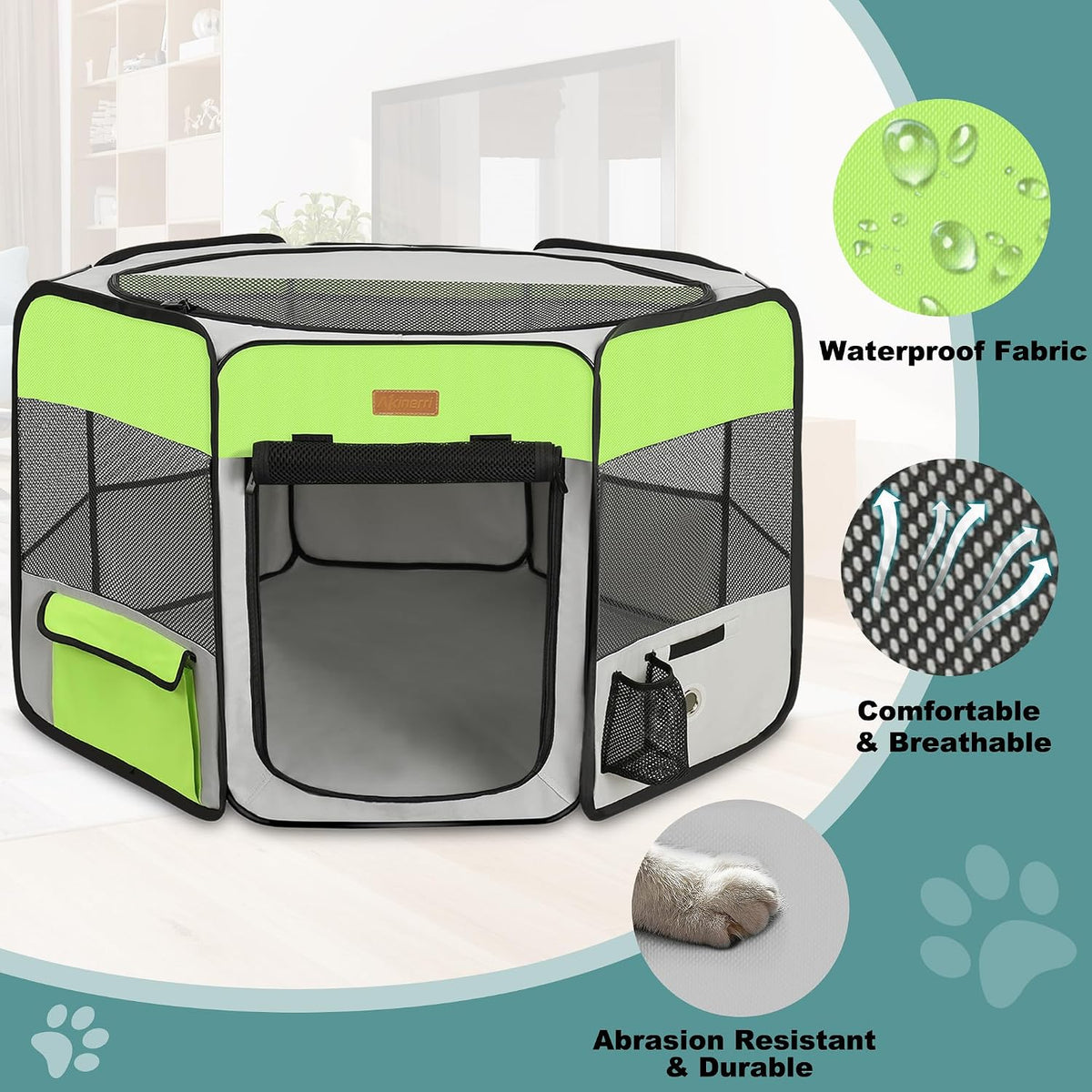 Akinerri Portable Dog Playpen - X-Large / Green - image 3