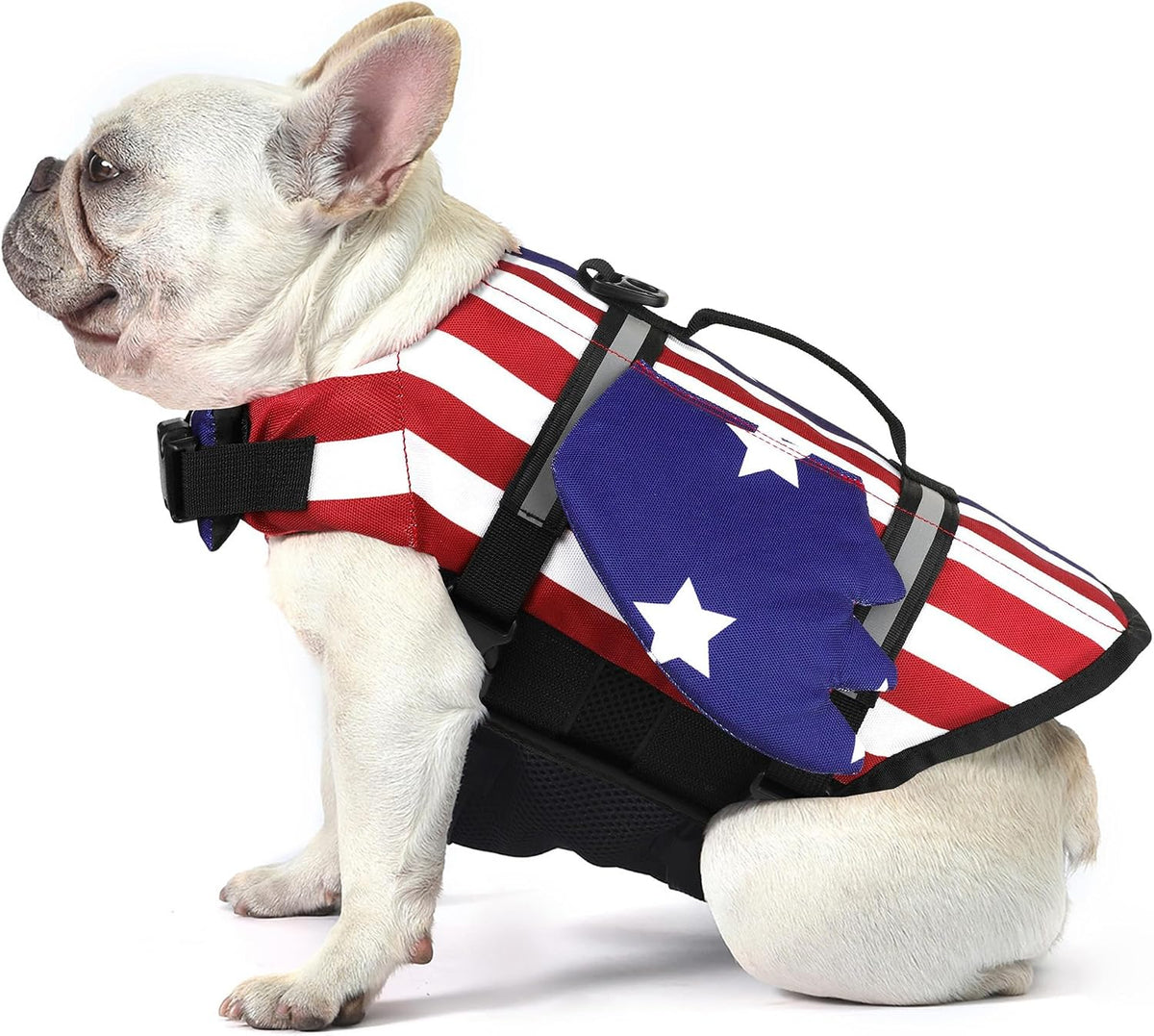 Dog Life Jacket, Cute Wings Adjustable Dog Life Vest with Chin Float and Handle for Swimming - Usa Flag / Xs (Chest Girth 11.8"-16.5")