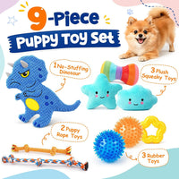 KIPRITII 9 Pack Puppy Toys Set for Small Dogs - 9 Pack (Dinosaur-Shaped) - image 2