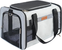 YUNIQUE Soft-Sided Cat & Dog Carrier for Pets Up to 15 Lbs - lightgrey