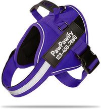PawPawify Custom No Pull Dog Harness with Name and Phone Number, Heavy Duty Personalized Pet Vest to Prevent Tugging, Pulling, or Choking, Training and Walking (New Purple, XS (5-9LBS))