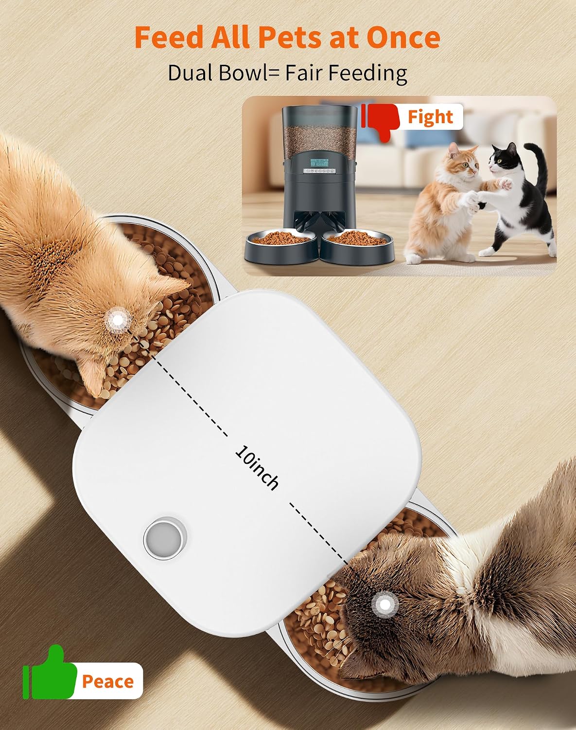 HoneyGuaridan Automatic Cat Feeder for 2 Cats - A25D White - image 2