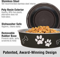 Loving Pets Bella Dog Bowls, Stainless Steel Dog & Cat Bowls - Espresso / Medium (20-35lbs) - image 2
