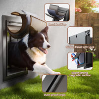 Large Dog Door for Wall, 3-Flap Insulated, All Aluminum, Black – Essentials for Dogs - Large - image 2