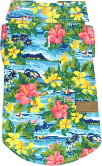 Parisian Pet Hawaiian Dog Shirt - Cotton Summer Clothes - Stylish Beach Outfit - Hook and Loop Closure - Machine Washable for Large Dogs