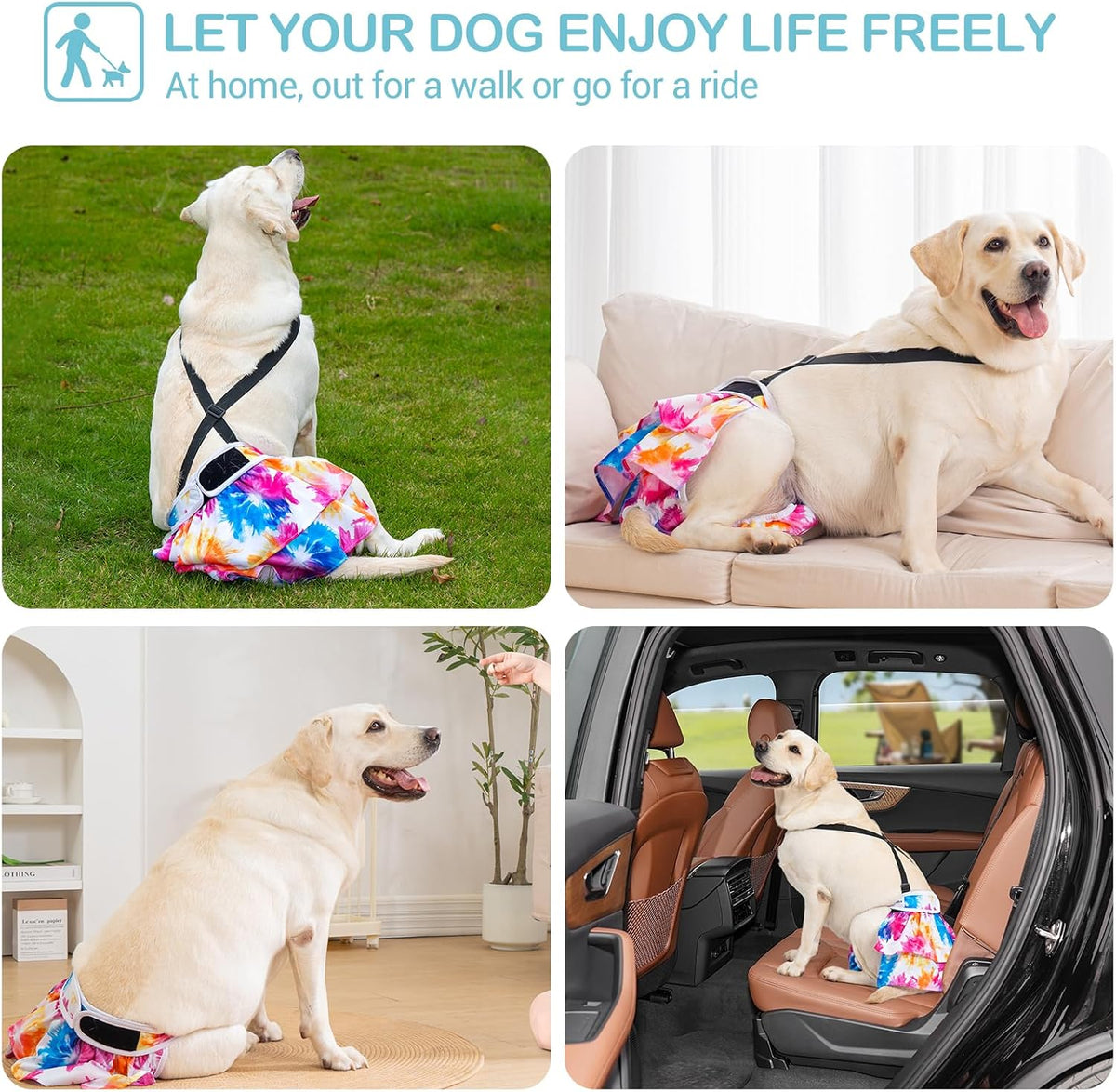 Avont 3 Pack Washable Female Dog Diaper with Suspender - Tie-dye / XL - image 4