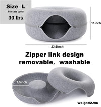 Large Cat Tunnel Bed for Indoor Cats with 3 Toys - L(24x24x11) / Light Grey - image 3