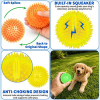 36 Pcs 2.5 in Squeaky Dog Toy Balls Spiky Dog Balls Chew Toy - 2.5in / LED – 24 Pcs - image 4