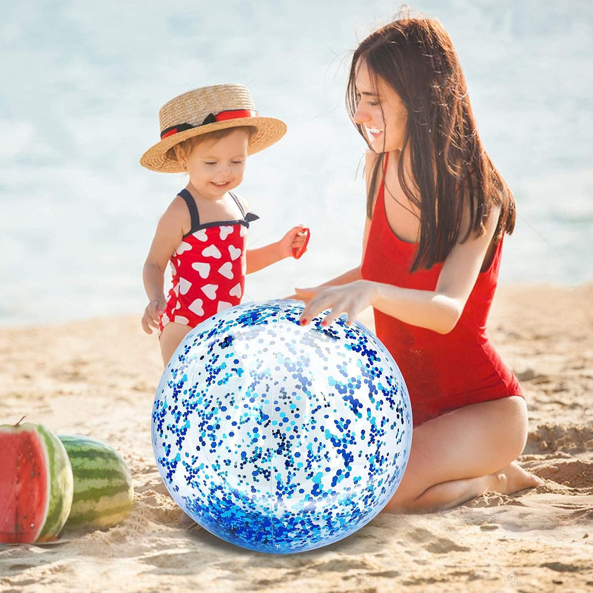 TURNMEON 5 Pack Sequins Beach Balls 16 Inch 24 Inch Pool Party - Multicolor / 2 pcs 24inch+3 pcs 16inch - image 3