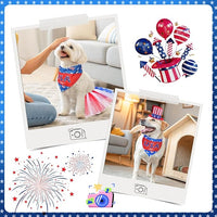 SCENEREAL 4th of July Dog Bandana Dress with Hat Set, Independence Dog Costume for Small Sized Dogs, Cute Tutu Skirt Outfit for Party