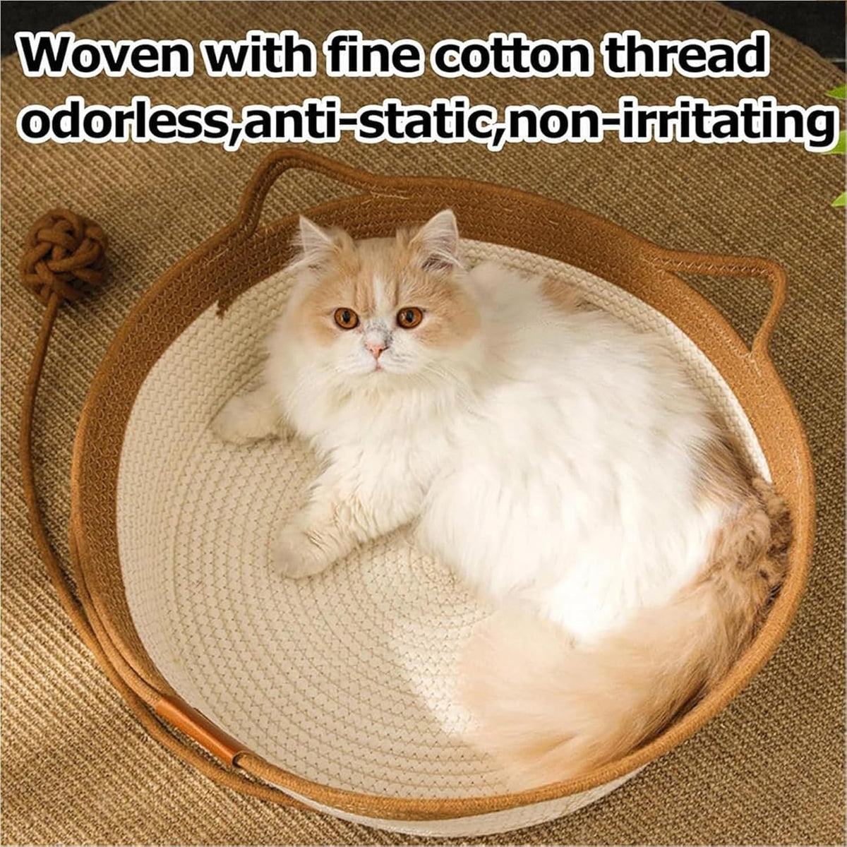 Instinct Basket, Stimuli Handwoven Cat Basket for Cats - Small-16in （with cushion） - image 2